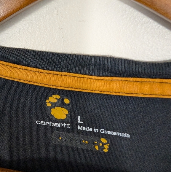 Carhartt Dark Gray Crewneck Cotton Long Sleeve Tee Shirt - Picture 6 of 10